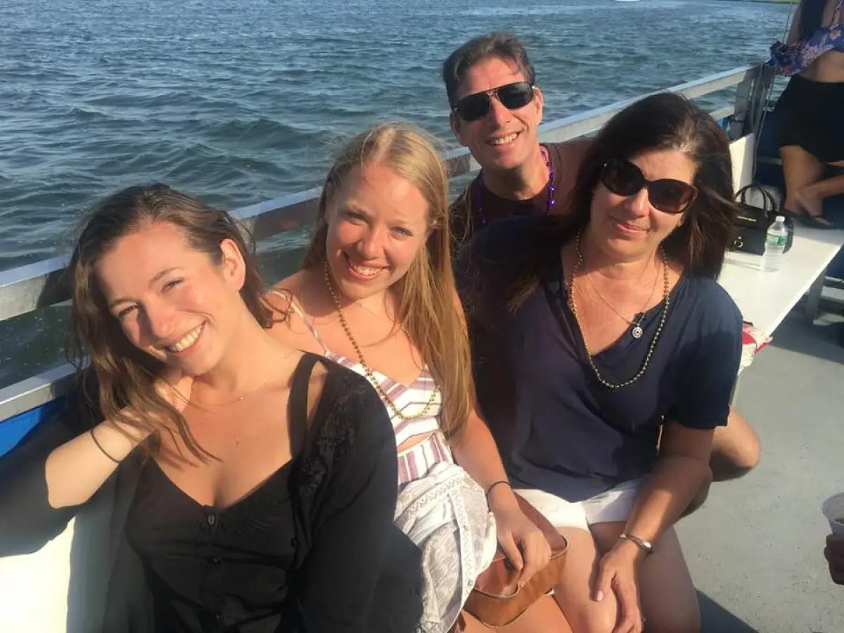 Group smiling for camera
