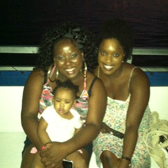 Woman and child smiling for photo