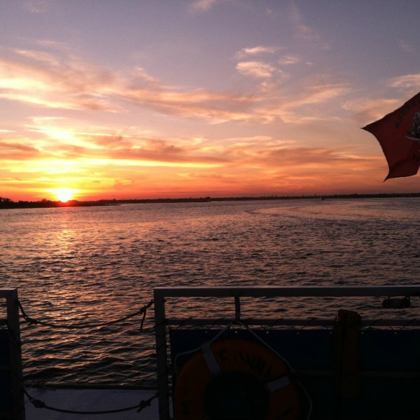 Sunset at the back of the boat